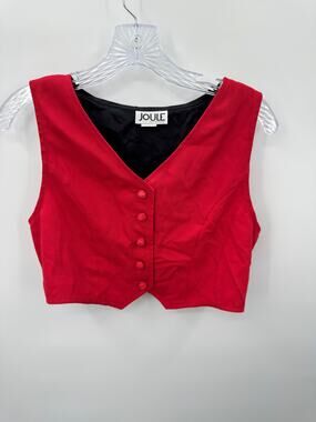 Vintage 90s Cropped Waistcoat Holiday Party Vest Red Joule M